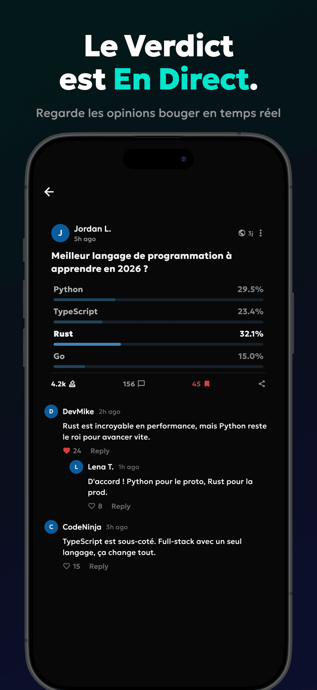 Détail d'un sondage avec commentaires